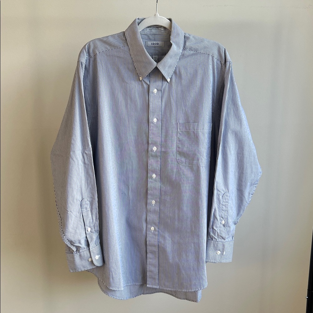 Izod Blue Stripe Button Down Collar Shirt